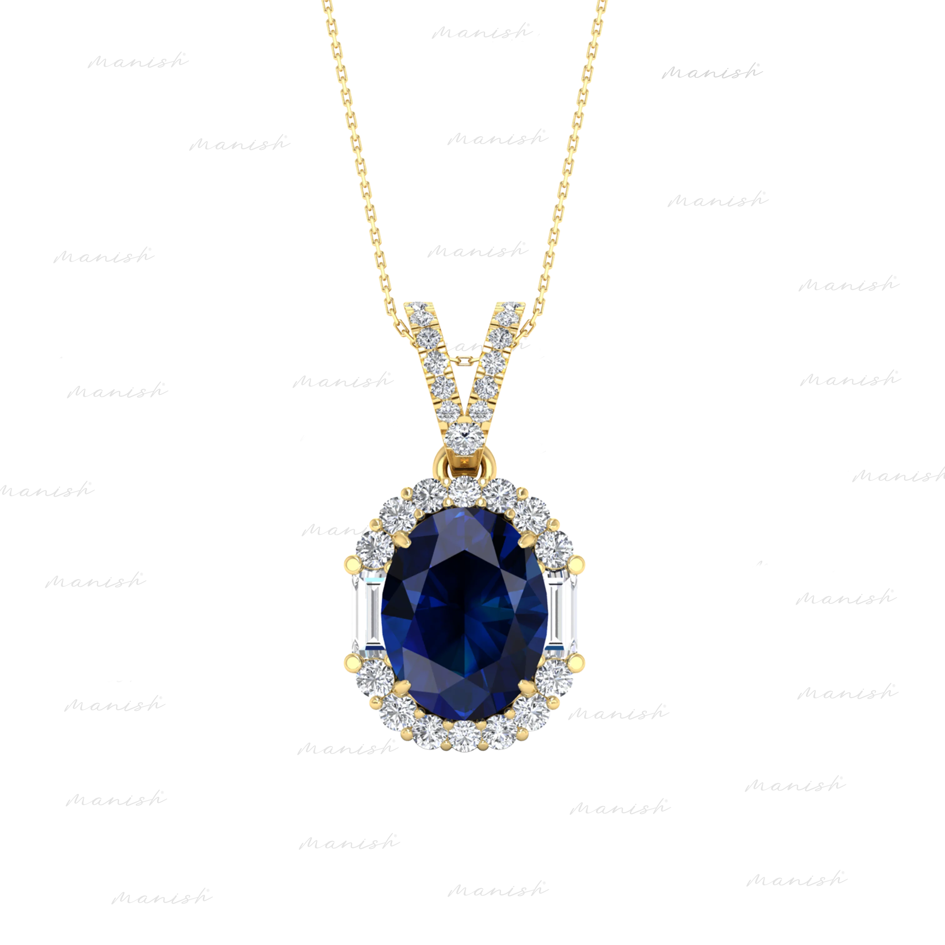 Ezri Diamond and Blue Sapphire Pendant